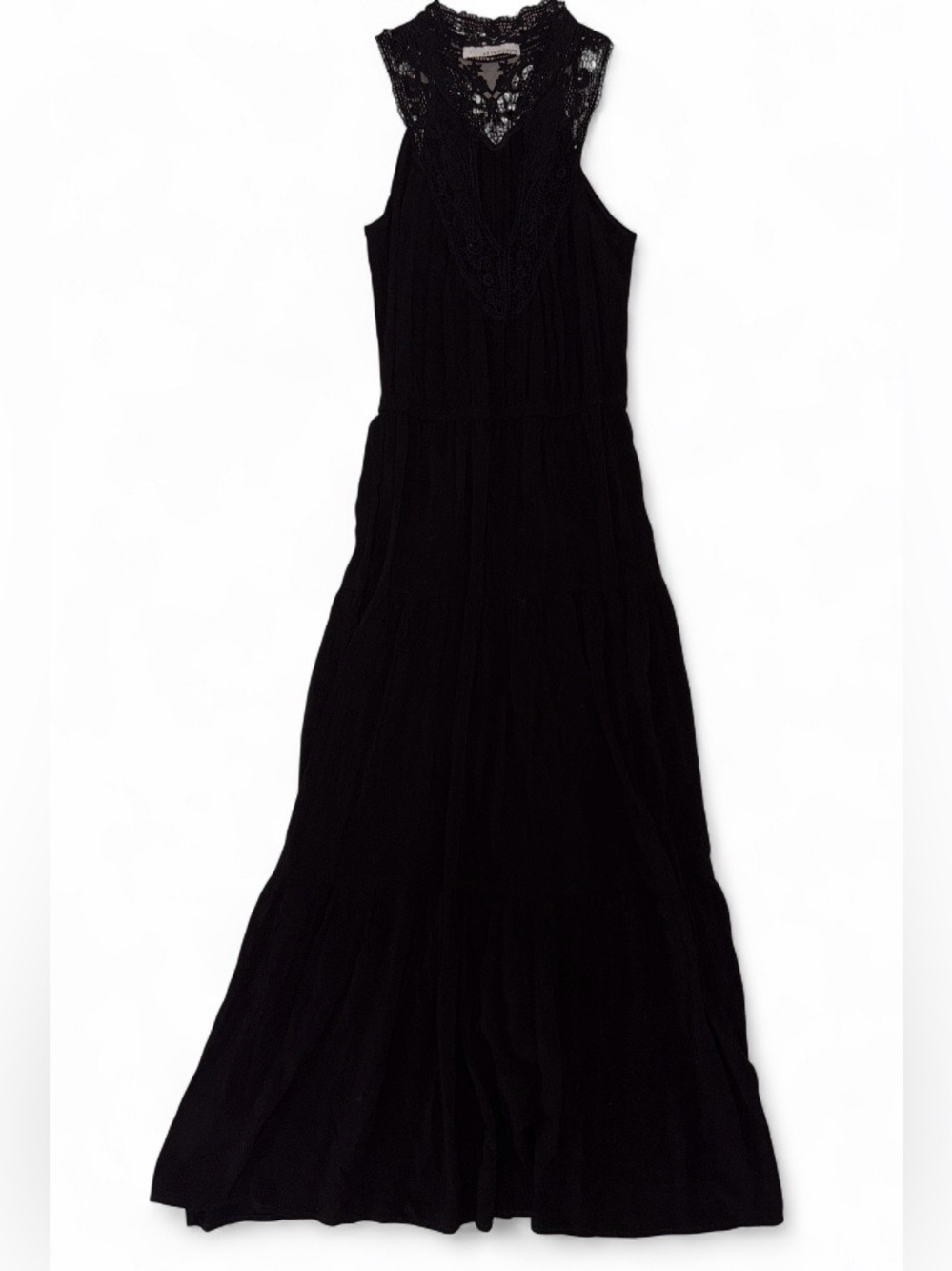 Sleeveless Black Lace Maxi Dress
